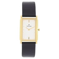 TITAN White Dial Black Leather Strap Watch - Gents