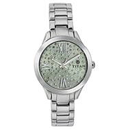 TITAN Round Analog Green Dial Ladies Watch