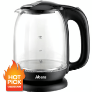 Abans 1.7L Electric Glass Kettle - Black