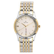 TITAN Off White Dial Two Toned Stainless Steel Strap Watch - Gents -  1636BM01