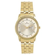 TITAN Champagne Dial Golden Stainless Steel Strap Watch - 1774YM01