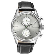 TITAN Elmnt Grey Dial Leather Strap Watch - Gents