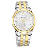 TITAN Silver White Dial Metal Strap Watch - Gents