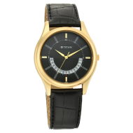 TITAN Lagan - Black Dial Leather Strap