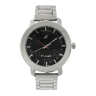 Fastrack Black Dial Silver Stainless Steel Strap -Gents