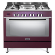 ELBA Cooker 4 Gas Burner + 2 Hot Plate with Electric Oven 90CM - Red