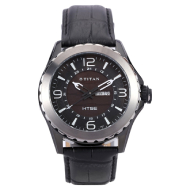 TITAN Black Dial Leather Strap - Gents