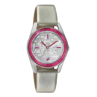FASTRACK Leather Analog White  - Ladies