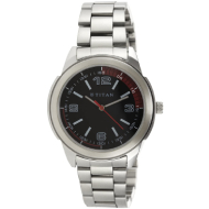 TITAN Black Dial Silver Stainless Steel Strap - Gents