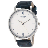SONATA Sleek White Dial Leather Strap - Gents