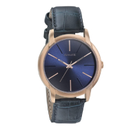 SONATA Beyond Gold Blue Dial Leather Strap - Gents