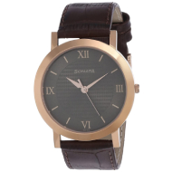 SONATA Beyond Gold Olive Green Dial Leather Strap - Gents