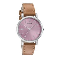 SONATA Play with Pink Dial Leather Strap - Ladies