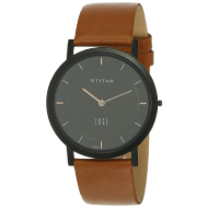 TITAN Edge Black Dial Leather Strap - Gents