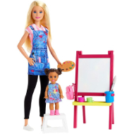 MATTEL â€‹BarbieÂ® Art Teacher Playset with Blonde Doll, Toddler Doll, Easel and Accessories