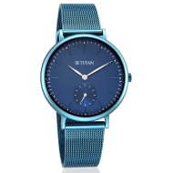 TITAN Slimline Blue Dial Mesh Strap - Ladies