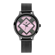 FASTRACK X ANANYA PANDAY - Fit Outs Pink Dial with Mesh Metal Strap  - Ladies