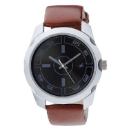 FASTRACK Black Dial  Brown Leather Strap - Gents