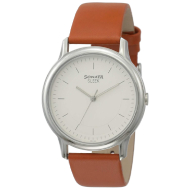 SONATA Sleek White Dial Leather Strap - Gents