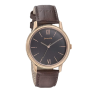 SONATA  Beyond Gold Grey Dial Leather Strap - Gents