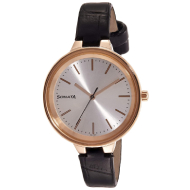 SONATA Silver Dial Black Leather Strap - Ladies