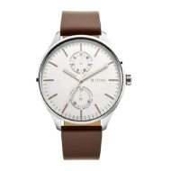 TITAN Evoke White Dial Brown Leather Strap - Gents