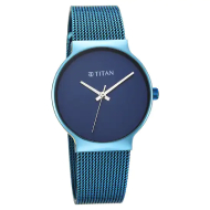 TITAN  Slimline Blue Dial Mesh Strap - Ladies