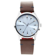 FASTRACK  Light Blue Dial Brown Leather Strap - Gents