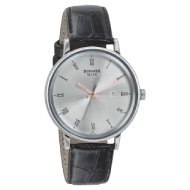 SONATA  Sleek Silver Dial Leather Strap  - Gents