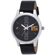  FASTRACK  Bold Black Dial Black Leather Strap -Gents