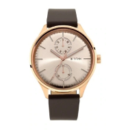 TITAN Evoke Champagne Dial Brown Leather Strap - Gents