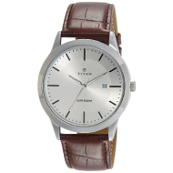TITAN Silver Dial Brown Leather Strap - Gents