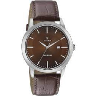 TITAN Brown Dial Brown Leather Strap  - Gents