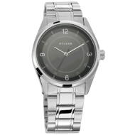 TITAN Workwear Watch with Black Dial & Stainless Steel Strap - Gents