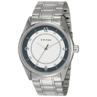 TITAN Workwear Watch with White Dial & Stainless Steel Strap - Gents