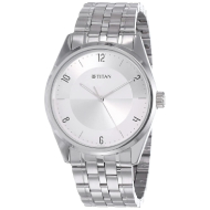 TITAN Workwear Watch with Silver white Dial & Metal Strap - Gents