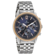 TITAN Workwear Watch with Blue Dial & Stainless Steel Strap - Gents