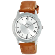 TITAN Silver Dial Brown Leather Strap  - Gents