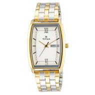 TITAN White Dial Two Toned Stainless Steel Strap - Gents