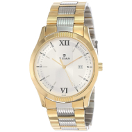 TITAN White Dial Two Toned Stainless Steel Strap - Gents