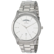 TITAN Workwear Watch with White Dial & Stainless Steel Strap - Gents