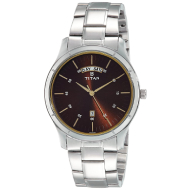 TITAN Workwear Watch with Brown Dial & Stainless Steel Strap - Gents