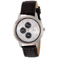 TITAN Workwear Watch with White Dial & Leather Strap - Gents