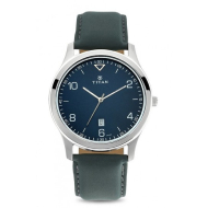 TITAN Workwear Watch with Blue Dial & Leather Strap - Gents
