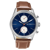 TITAN Elmnt Blue Dial Leather Strap - Gents