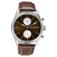 Titan Elmnt Brown Dial Leather Strap Watch - Gents 