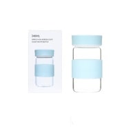 MINISO Simple High Borosilicate Glass Water Bottle 340ml (Light Blue)