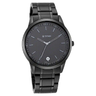 Titan Workwear Watch with Black Dial & Metal Strap - Gents 