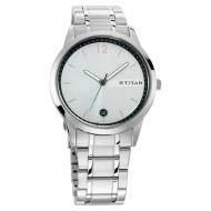 TITAN Workwear Watch with White Dial & Stainless Steel Strap - Gents
