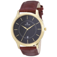 TITAN Black Dial Leather Strap - Gents